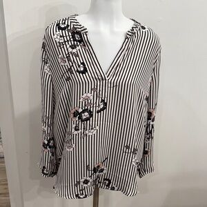 Black Rainn Large Striped Floral Women's Top